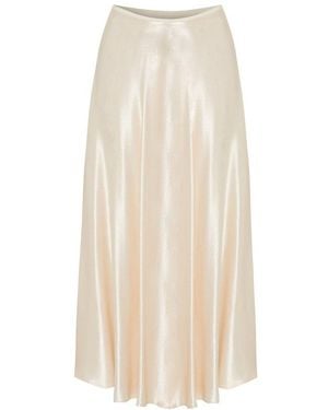 Exquise Neutrals Regular Shiny Satin Flared Midi Skirt - White