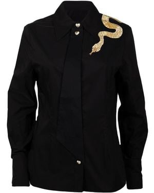 Laines London Laines Couture Tie Shirt With Embellished Shoulder Snake - Black