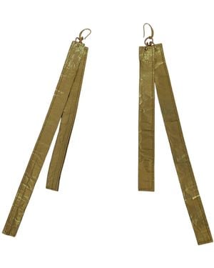 Romer Millinery Metallic Silk Bar Earings - Green