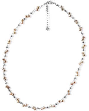 FV Jewellery Perle Wire Layered Pearl Necklace - Metallic