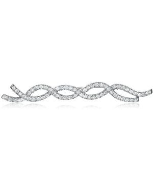 Genevive Jewelry Sterling Cubic Zirconia Braided Pin - White