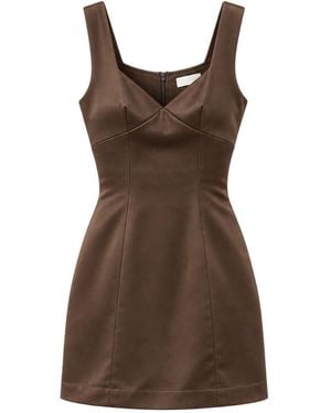 Belsize25 Golden Time Dress – Heavyweight Satin Sweetheart Mini Dress - Brown