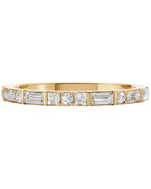 Aya Fine Jewelry Baguette & Princess Cut Lab Diamond Stackable Wedding Band Ring 0.47 Ctw - White