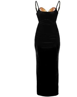 Marteya Leto Maxi Sequin & Beaded Velvet Dress – - Black