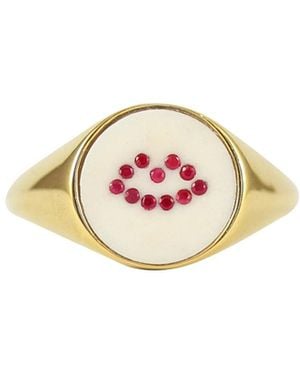 Lee Renee Ruby Lip Signet Ring - Metallic