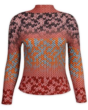 Wild Cosmos Sienna Bohemian Honeycomb Texture Top - Red
