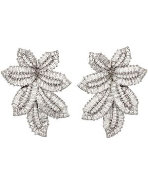 Crystals and Co Crystal Leaf Earrings - Metallic
