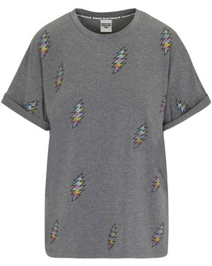 Meghan Fabulous The Original Grateful Dead Thirteen Pt. Bolt Rhinestone T-Shirt - Grey