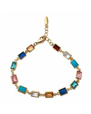 By Ozge Prismatic Harmony Multicolour Glass Plated Bracelet - Blue