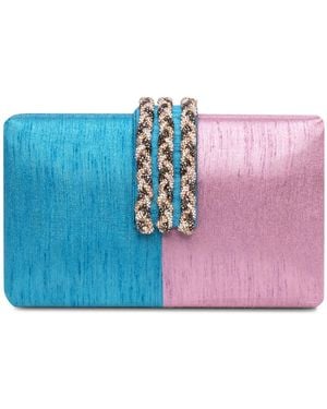 Simitri Cotton Candy Braided Fringe Clutch - Blue