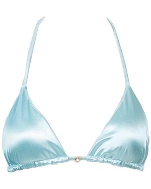 Decolet the label Cara Triangle Satin Bikini Top - Blue