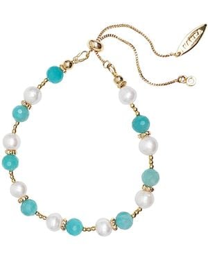 Farra Amazonite With Freshwater Pearls Slider Bracelet - Blue