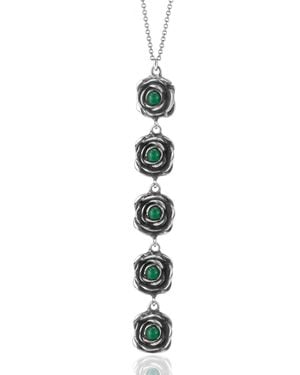 Unaloe Five Emerald Rose Drop Necklace - Metallic