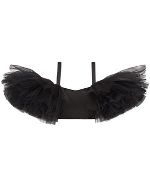 LIA ARAM Symmetrical Tulle-Trimed Bustier - Black