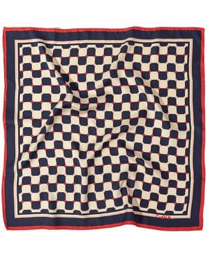 Lost Pattern Checkerboard Silk Bandana - Blue