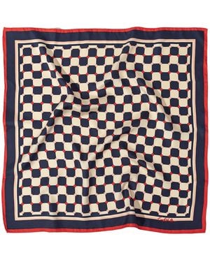 Lost Pattern Checkerboard Silk Bandana - Blue