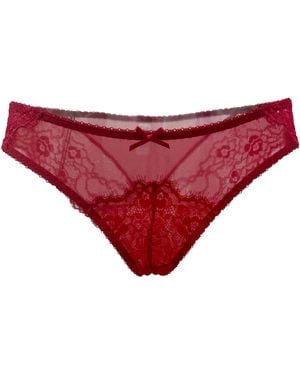 Carol Coelho Ruby Nocturne Lace & Mesh Bikini Panty - Red