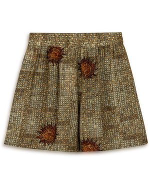 Nocturne Patterned Mini Shorts - Green