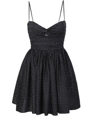 NUAJE NUAJE Reverie Twist Front Ruched Cotton Mini Dress - Black