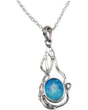 Isla Silver Handmade Opal Pendant - Blue