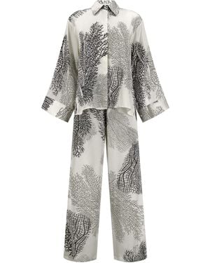 Belyed Handcraft Naylen – Silky Shirt & Wide-Leg Trousers Set By Belyed - Grey