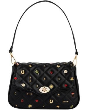 Fable England Mary Motif Quilted Crossbody Clutch - Black