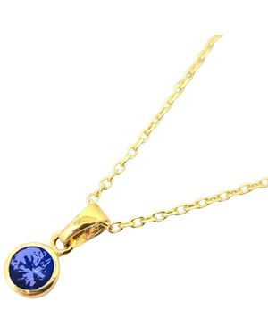 Sophelia Mini Round Sapphire September Birthstone Pendant Necklace - Blue
