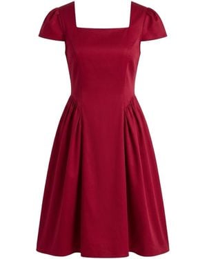 Ashita Fernandes Square Neck Cap Sleeve Short Dress – Crimson - Red
