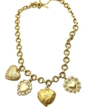 Achala Handcrafted Heart Charm Necklace - Metallic