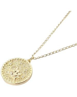 Harfi Dainty Lotus Flower Plated Charm Necklace - Metallic