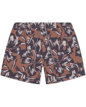 Playaluxe Tulum Volley Swim Trunk Tobacco Flower - Red