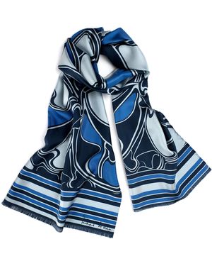 Richard Allan London Metro Long Silk Scarf - Blue