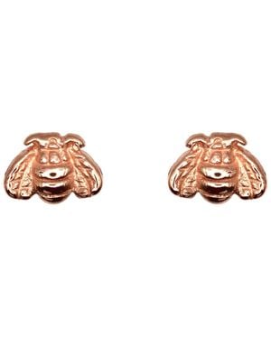 VicStoneNYC Fine Jewelry Tiny Cute Happy Bee Solid Earrings - Pink