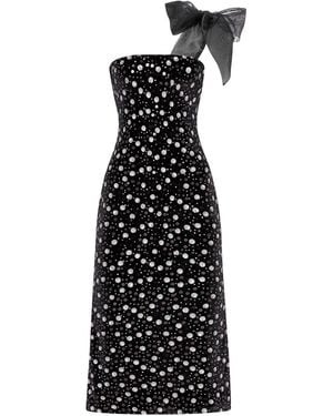 Zetaye Lydia Sequin One Shoulder Bow Dress - Black