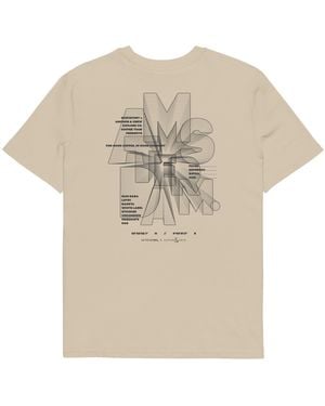 Anchor and Crew Neutrals Desert Dust Gustatory Amsterdam Coffee Scene Organic Cotton Embroidered T-Shirt - Natural