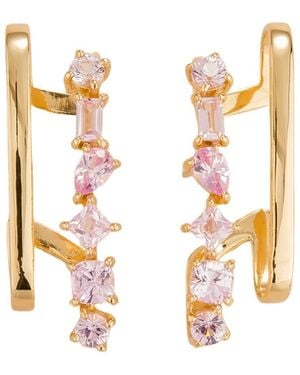 Juvetti Pink Sapphire Serene Earrings In Yellow Gold - Metallic