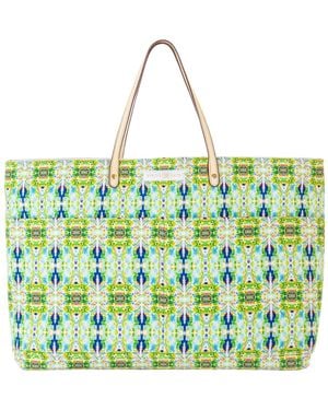 Evelyn & Kate Blackberry Classic Canvas Tote With Leather Straps - Green