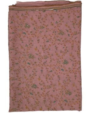 Kaminee Light Pure Cashmere Stole With Floral Hand Embroidery - Brown