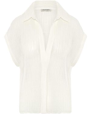 The Summer Edit Izzy Crinkle Linen Shirt - White