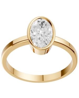 Aya Fine Jewelry Classic Oval Bezel Diamond Ring - Metallic