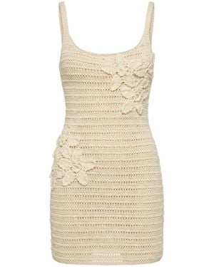 Another Girl Neutrals Cream Flower Crochet Mini Dress - Natural