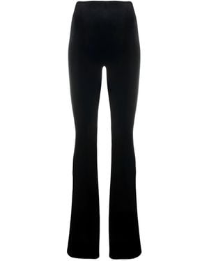 LIA ARAM High-Rise Velvet Flared Pants - Black