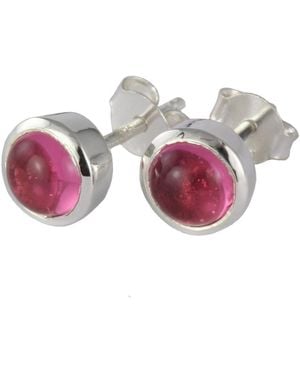 The Jewellery Store London October Birthstone Earring Studs- Tourmaline Gemstone - Pink