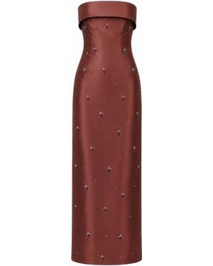 Gushka Crystal And Sequin Embellished Column Gown Evening Dress - Purple