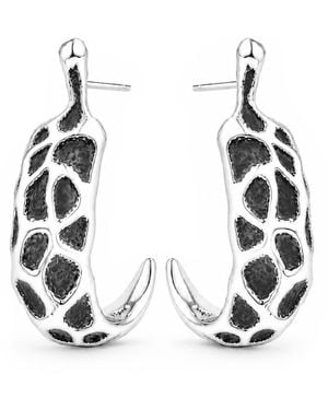 Unaloe Organic Textured Chunky Hoop Earrings – Sterling - Metallic