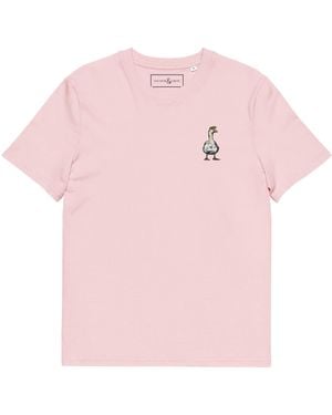 Anchor and Crew Cotton Dapper Duck Actual Life Organic Cotton Embroidered T-Shirt - Pink