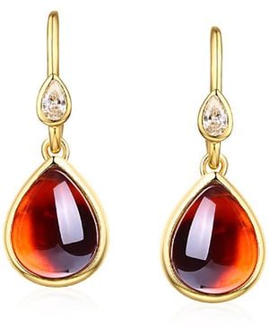 Janus Edinburgh Scarab Vermeil With Garnet Drop Earrings - Red