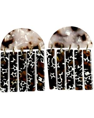 CLOSET REHAB Acrylic Fringe Stargazer Tortoise Earrings - Black