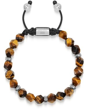 Nialaya Sterling Faceted Beaded Bracelet With Tiger Eye - Brown