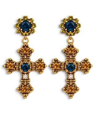 Vstyle Montana & Golden Crystal Cross Earrings - Metallic